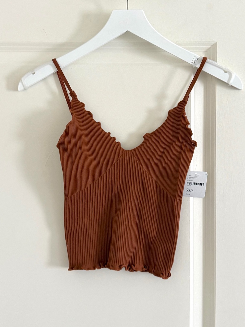 NWT Free People Intimately Cami Tank Top XS/S cinnamon Lettuce Hem Knit Ribbed